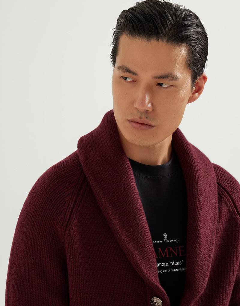 Cashmere Feather yarn cardigan with metal buttons 3
