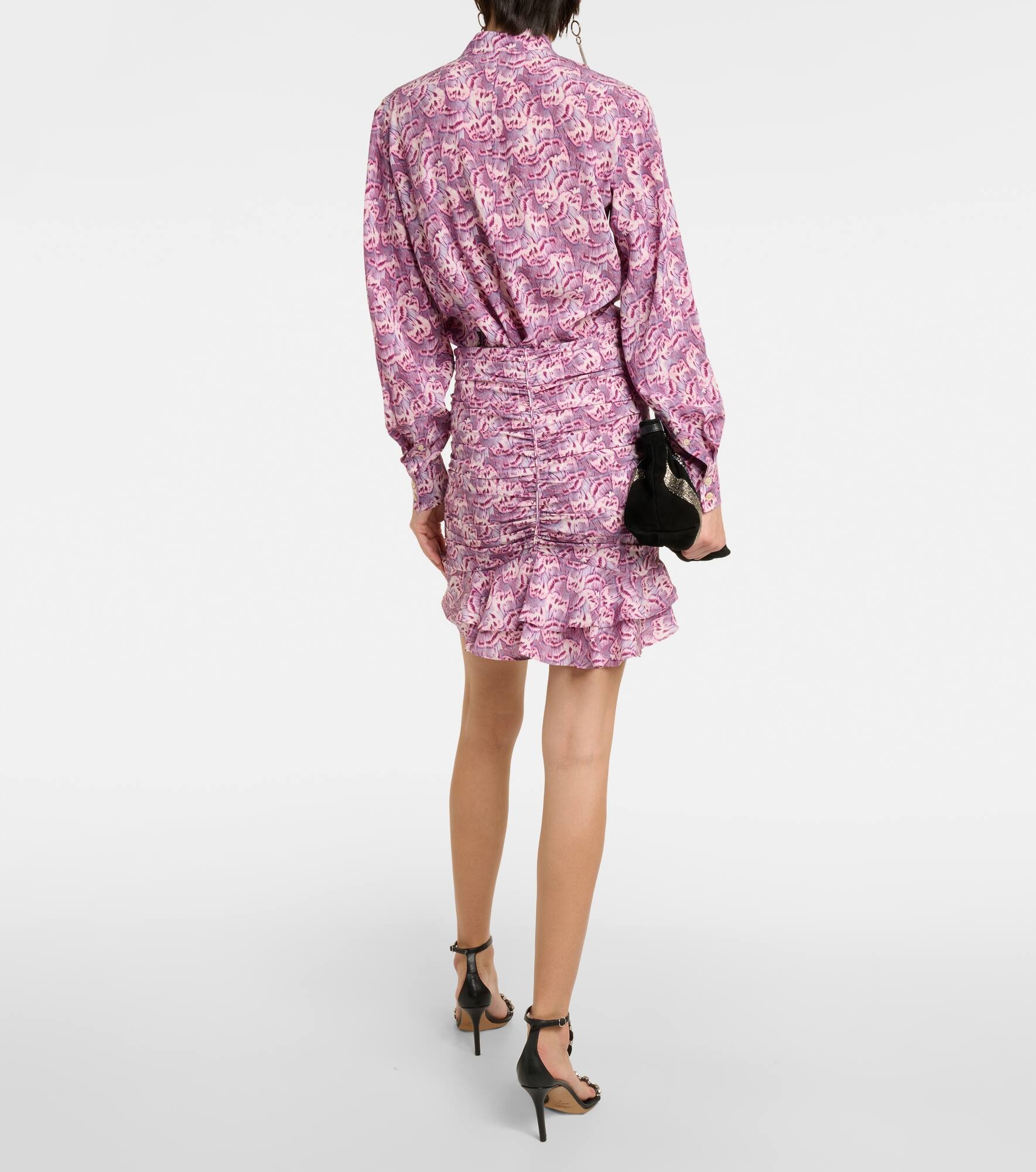 Milendi ruffled silk-blend miniskirt - 3