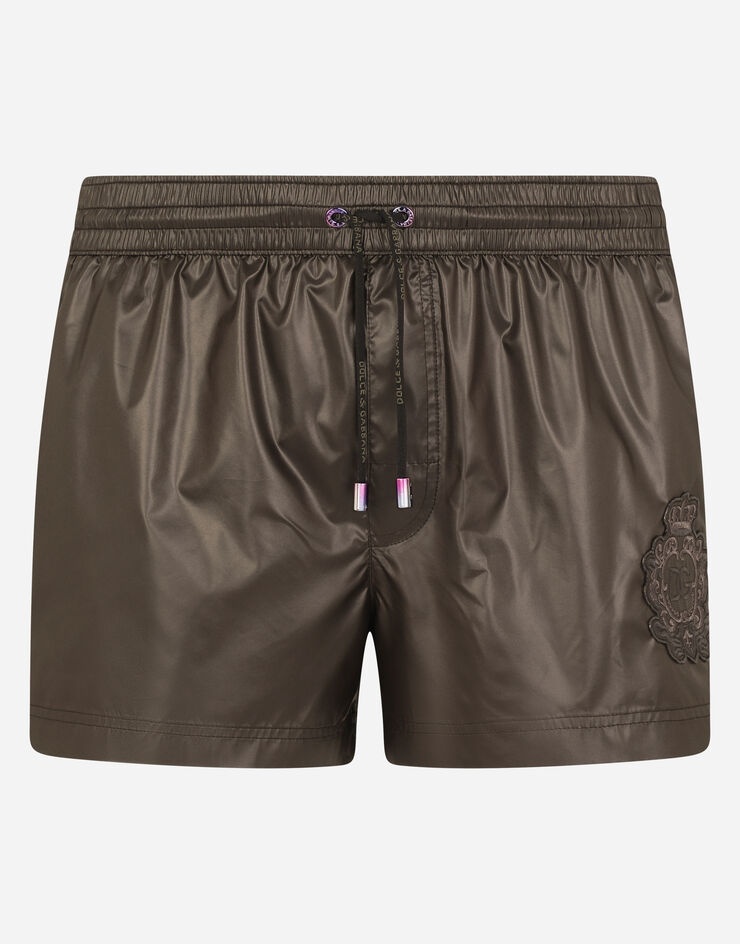 Short swim trunks with heraldic patch - 1