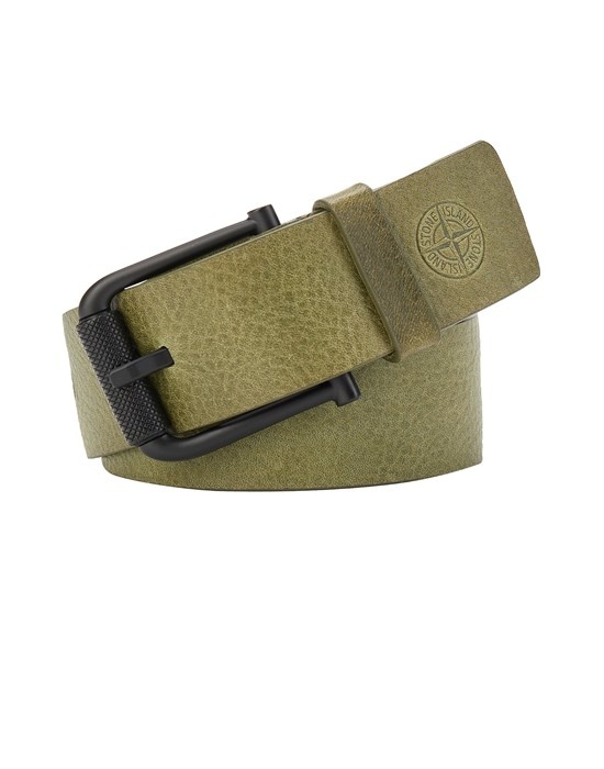 94772 TUMBLED LEATHER BELT OLIVE GREEN - 1