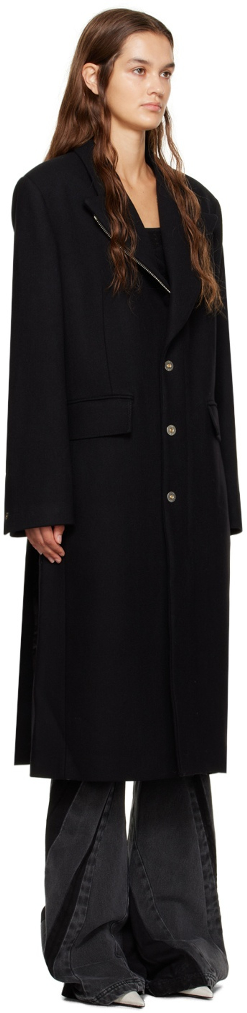 Dion Lee Black Arrow Lapel Coat outlook