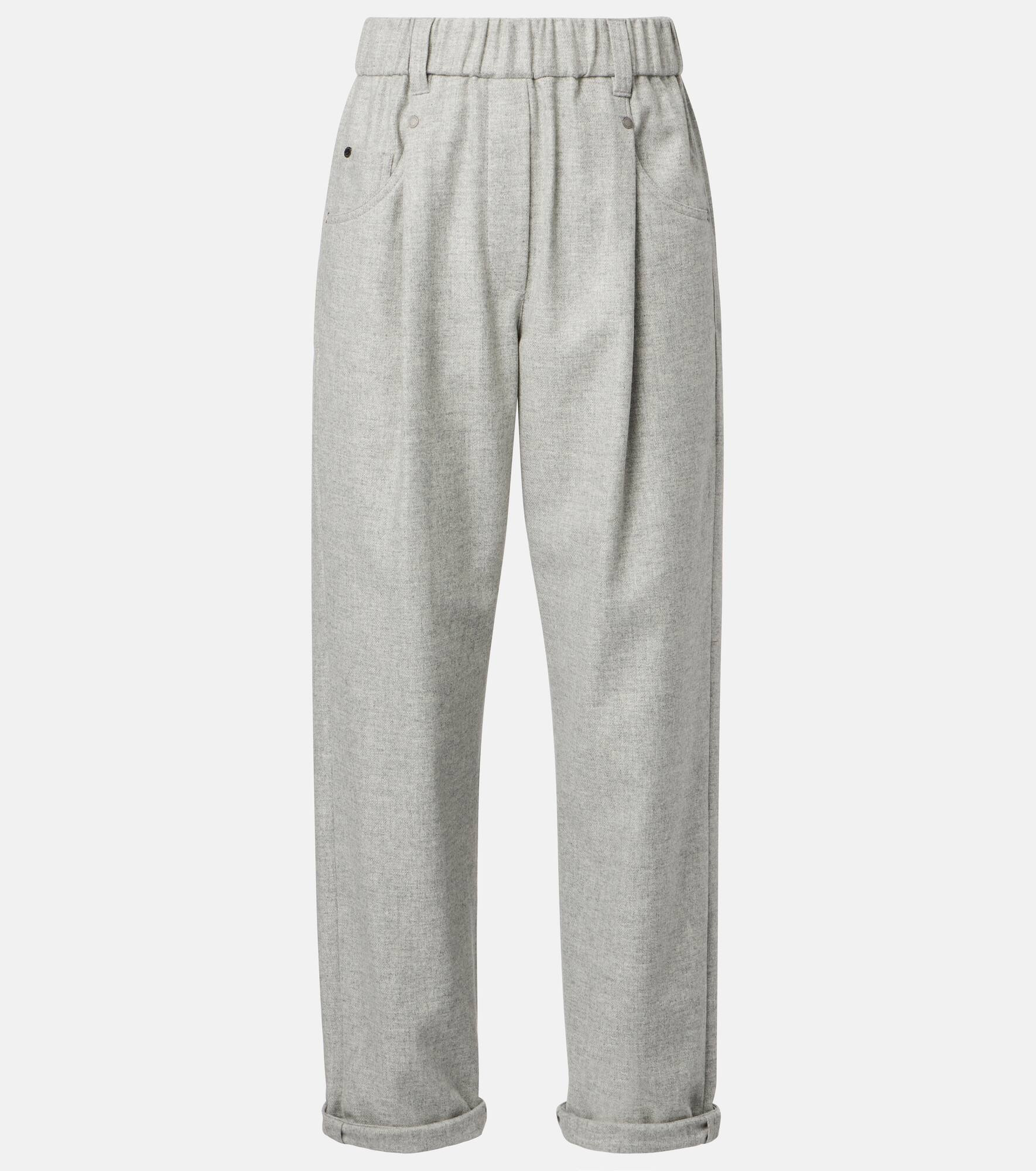 Cropped wool and cashmere straight pants - 1