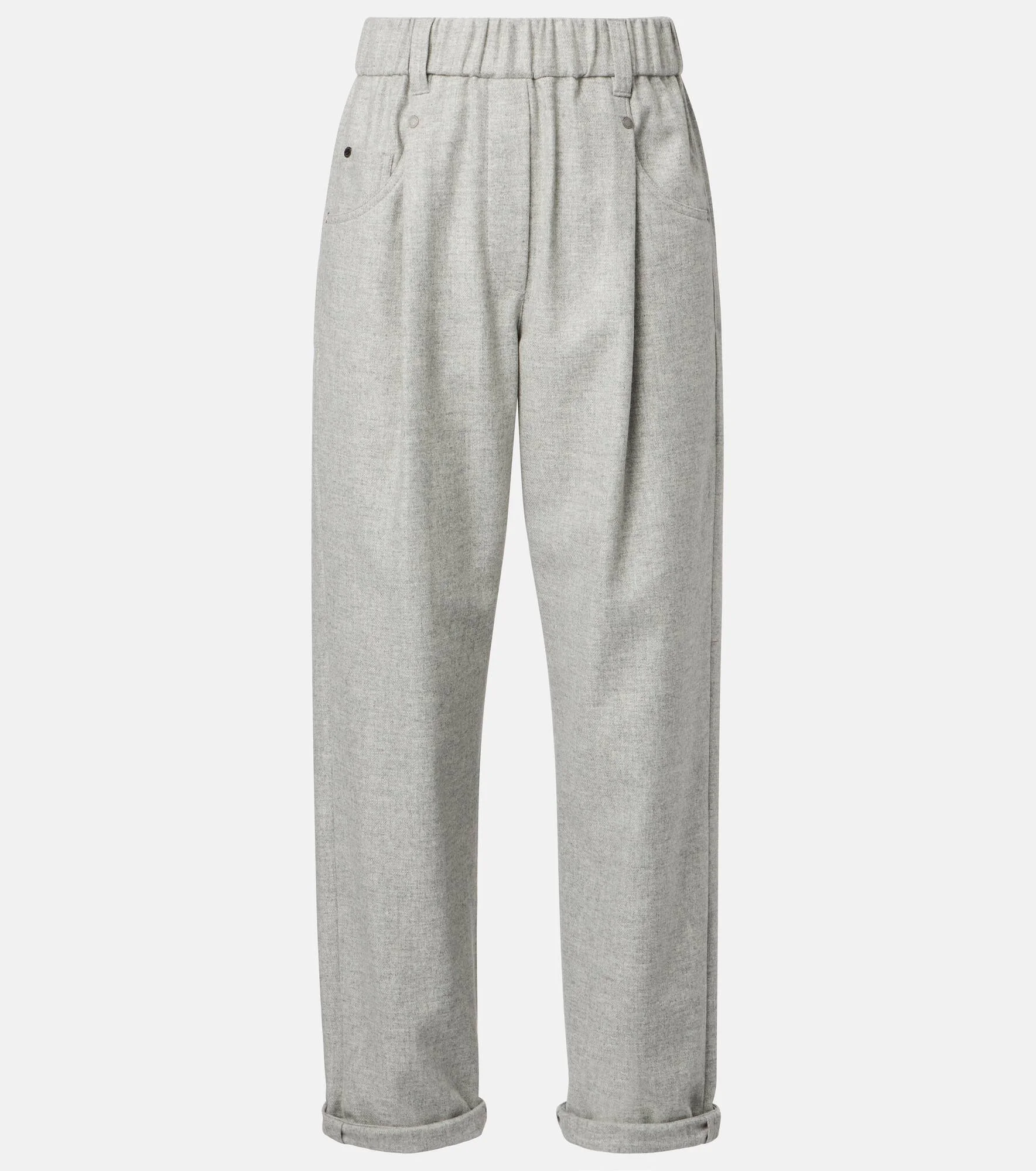 Cropped wool and cashmere straight pants - 1