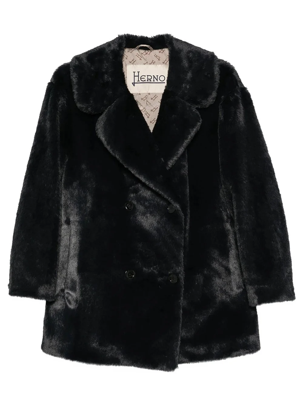 Faux Beaver-Effect Fur Peacoat - 1