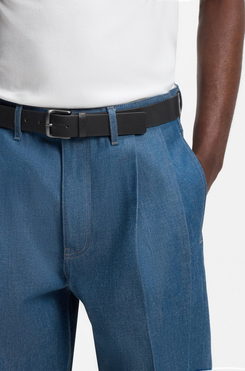 HUGO ITALIAN-MADE BELT IN BUFFALO LEATHER WITH LOGO BUCKLE outlook