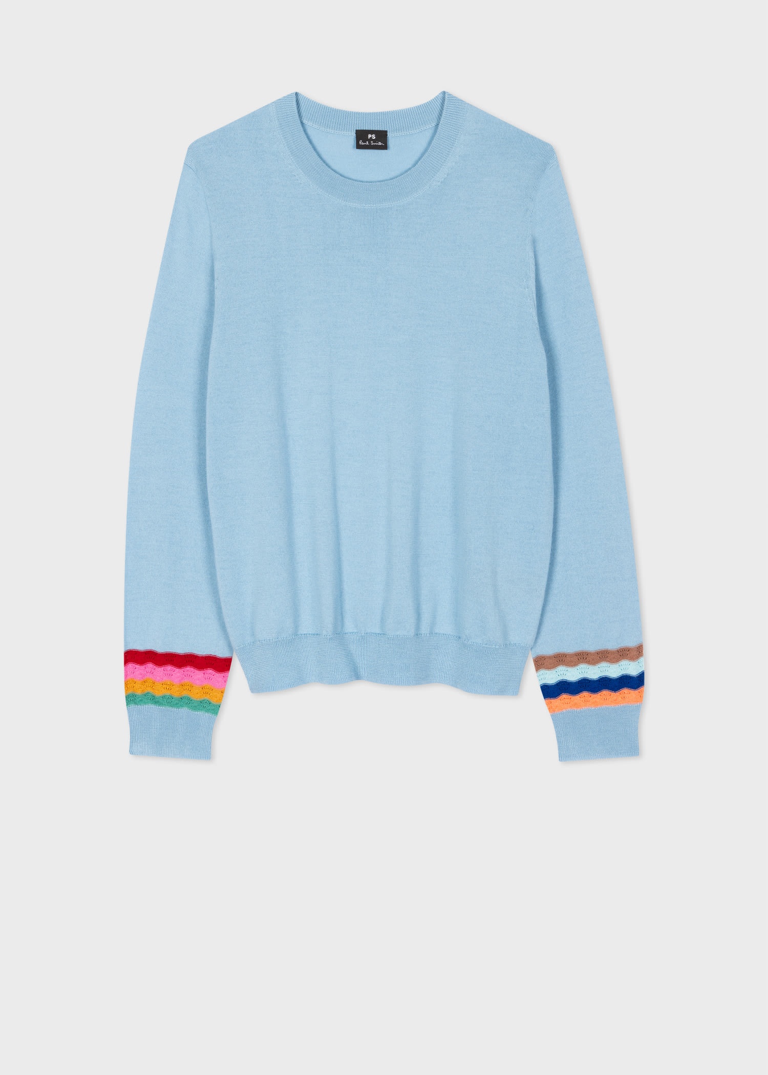 Pale Blue Wool 'Swirl' Cuff Sweater - 1