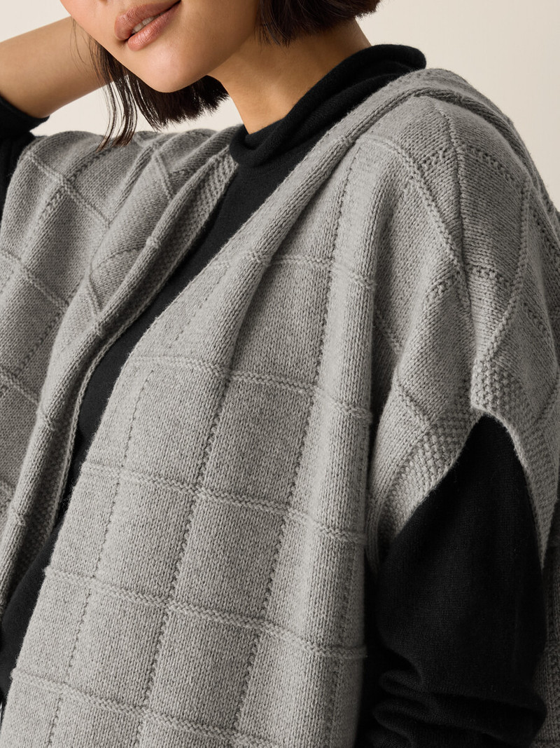 Cotton and Recycled Cashmere Hooded Poncho 5