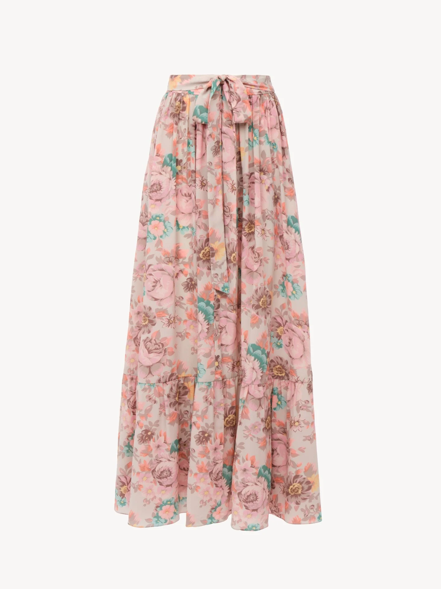GATHERED MIDI SKIRT IN CRÊPE DE CHINE - 1