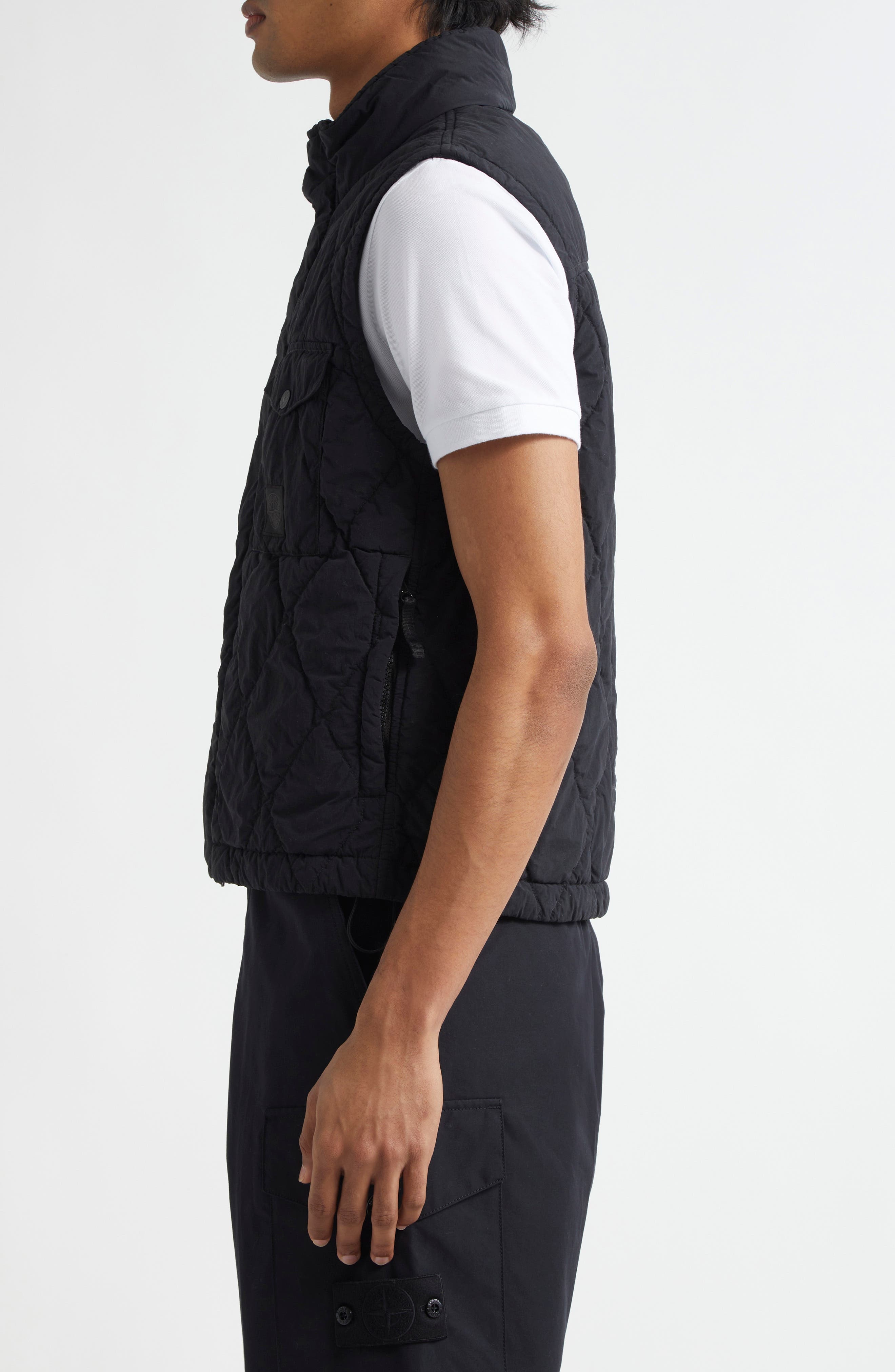 Stone Island Ghost Diamond Quilted Puffer Vest in V0029 Black at Nordstrom - 4