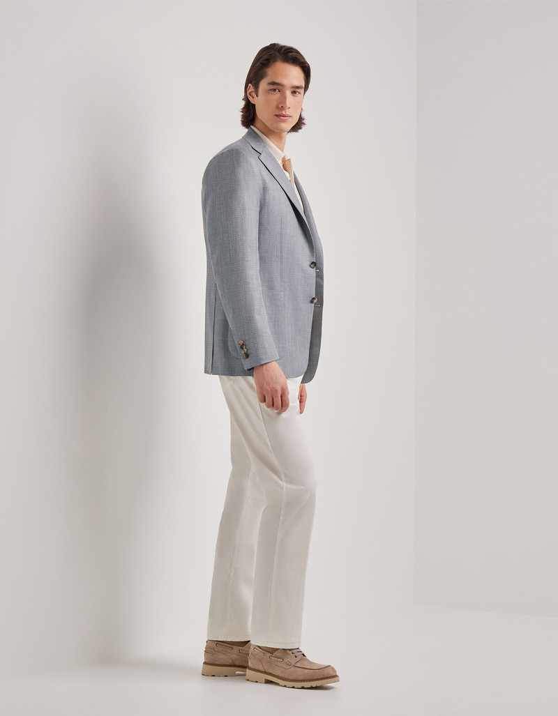 Canali BRIANZA GREEN WOOL, SILK AND LINEN BLEND MODERN-FIT JACKET WITH HERRINGBONE PATTERN outlook