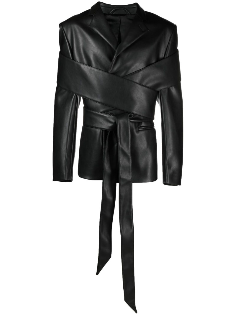 Perin faux-leather tied blazer 1