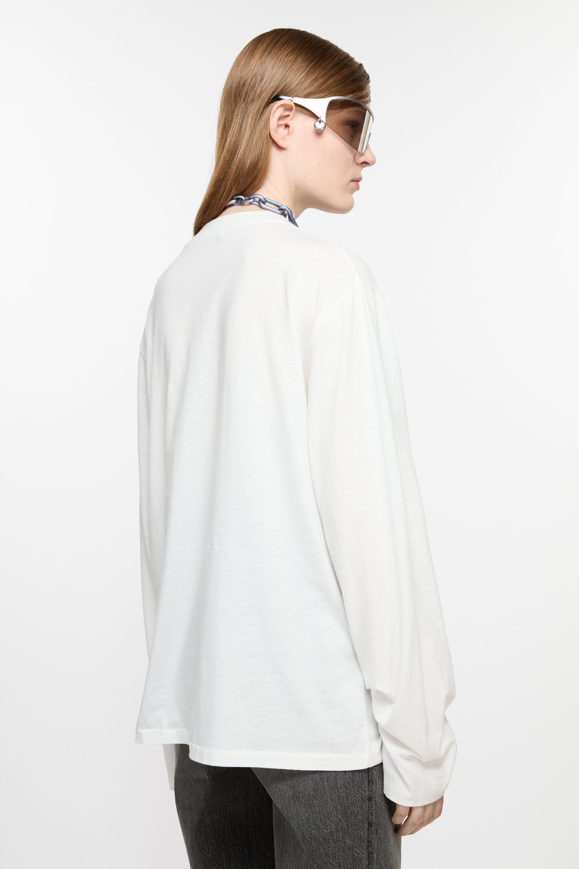 Long sleeve logo t-shirt - Relaxed fit - White - 3