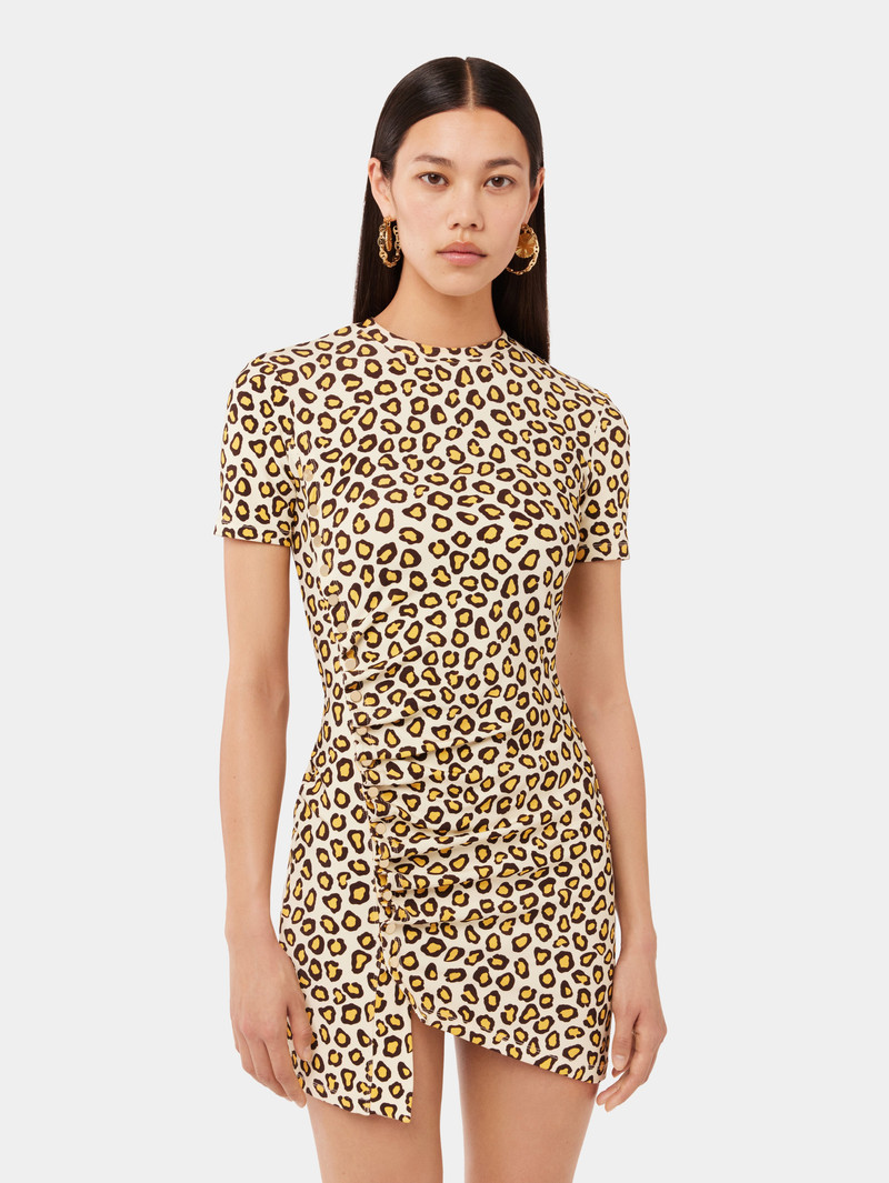 SHORT DRAPED DRESS LEOPARD PRINT 4