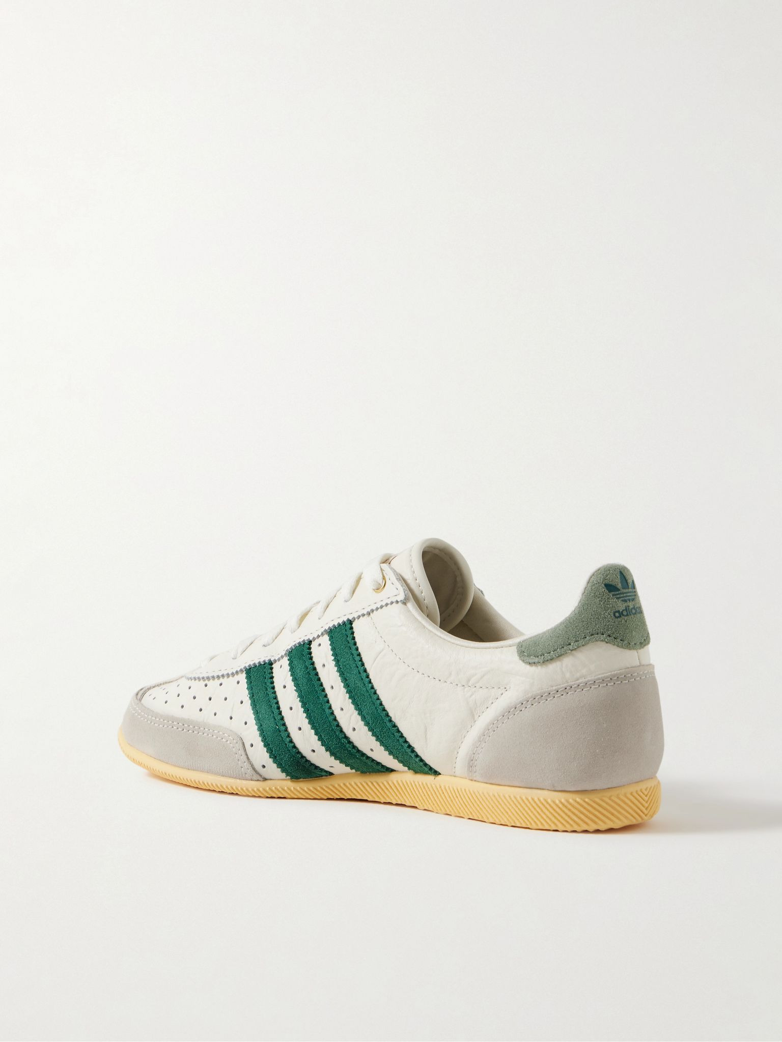 Japan suede-trimmed perforated leather sneakers Off-white - 3