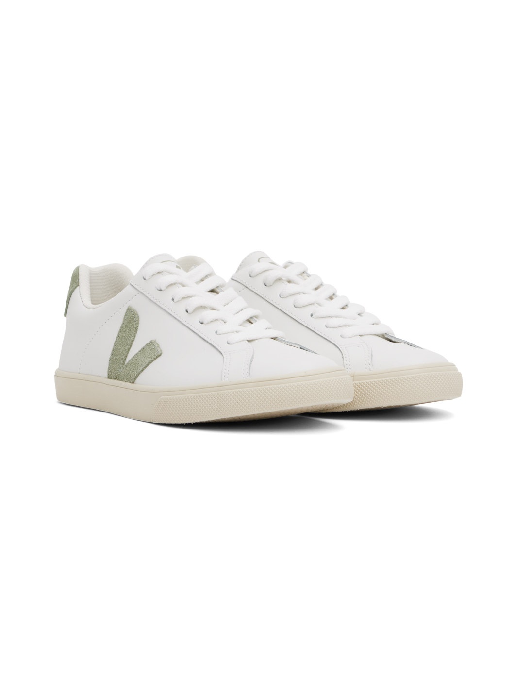 White & Green Esplar Leather Sneakers - 4