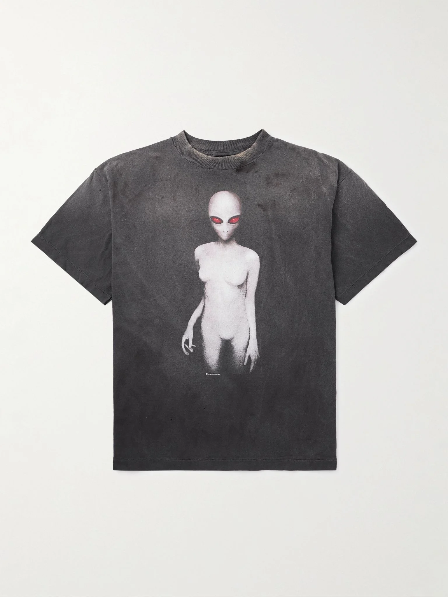 Distressed Printed Cotton-Jersey T-Shirt Black - 1