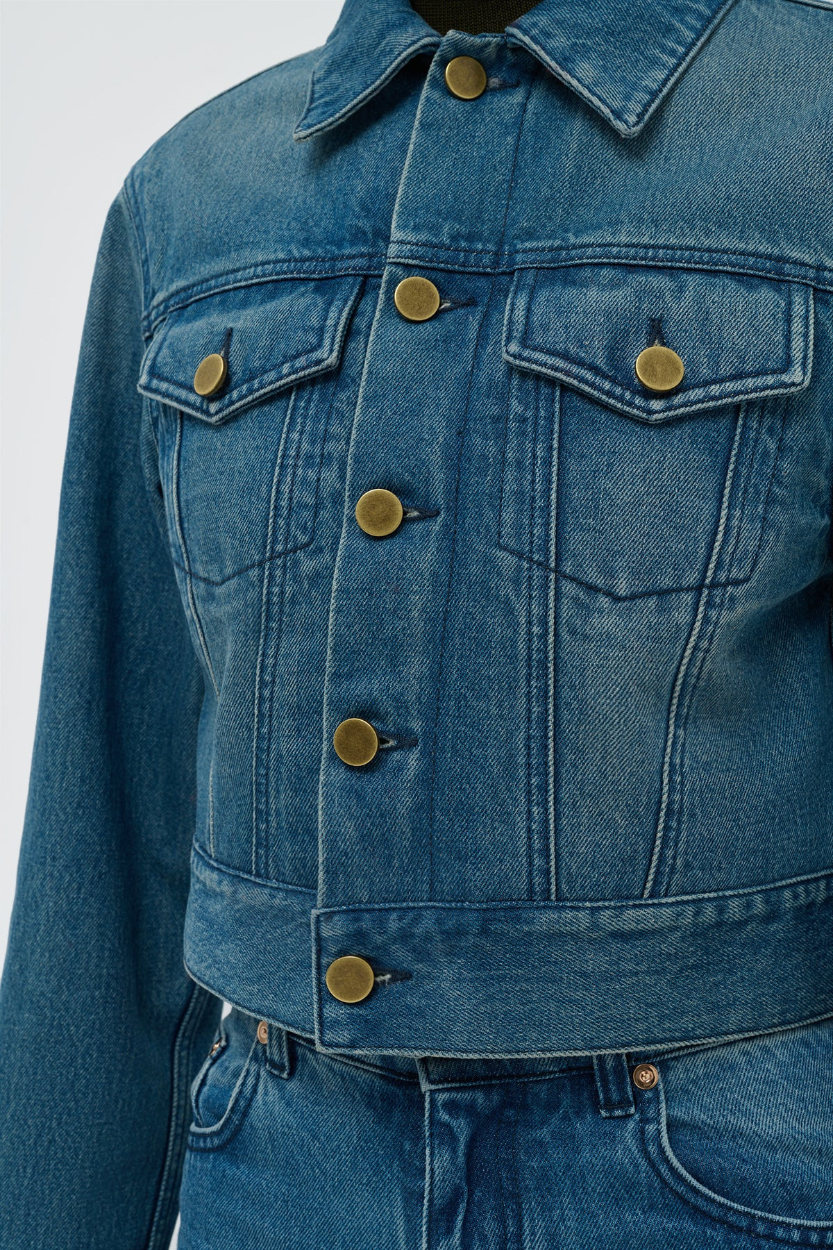 Bronte Jacket in Uruguayan Blue Recycled Cotton Denim - 6