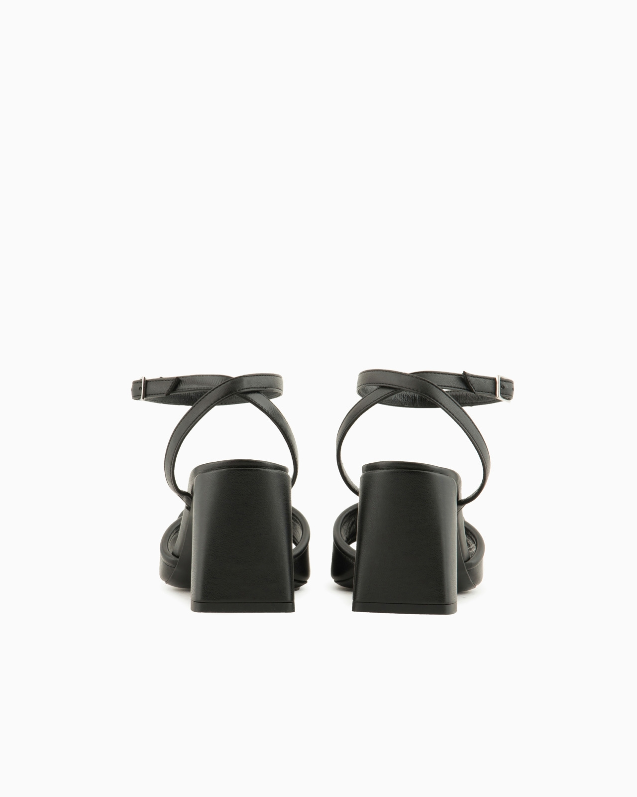 Nappa-leather heeled sandals with EA logo - 3
