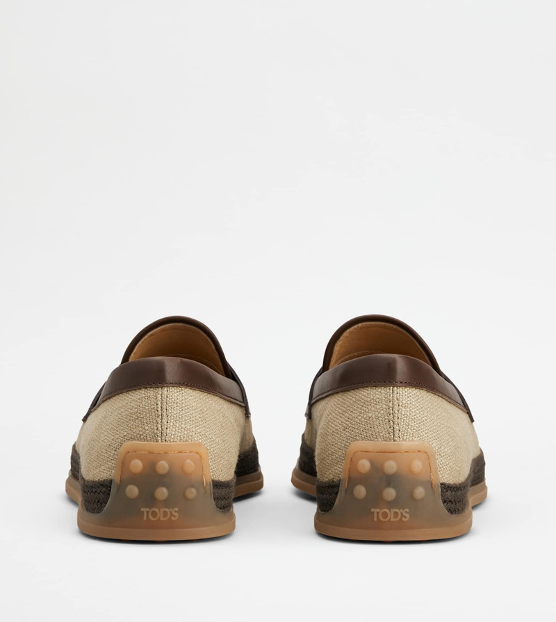 Tod's LOAFERS IN CANVAS AND LEATHER - BEIGE, BROWN outlook