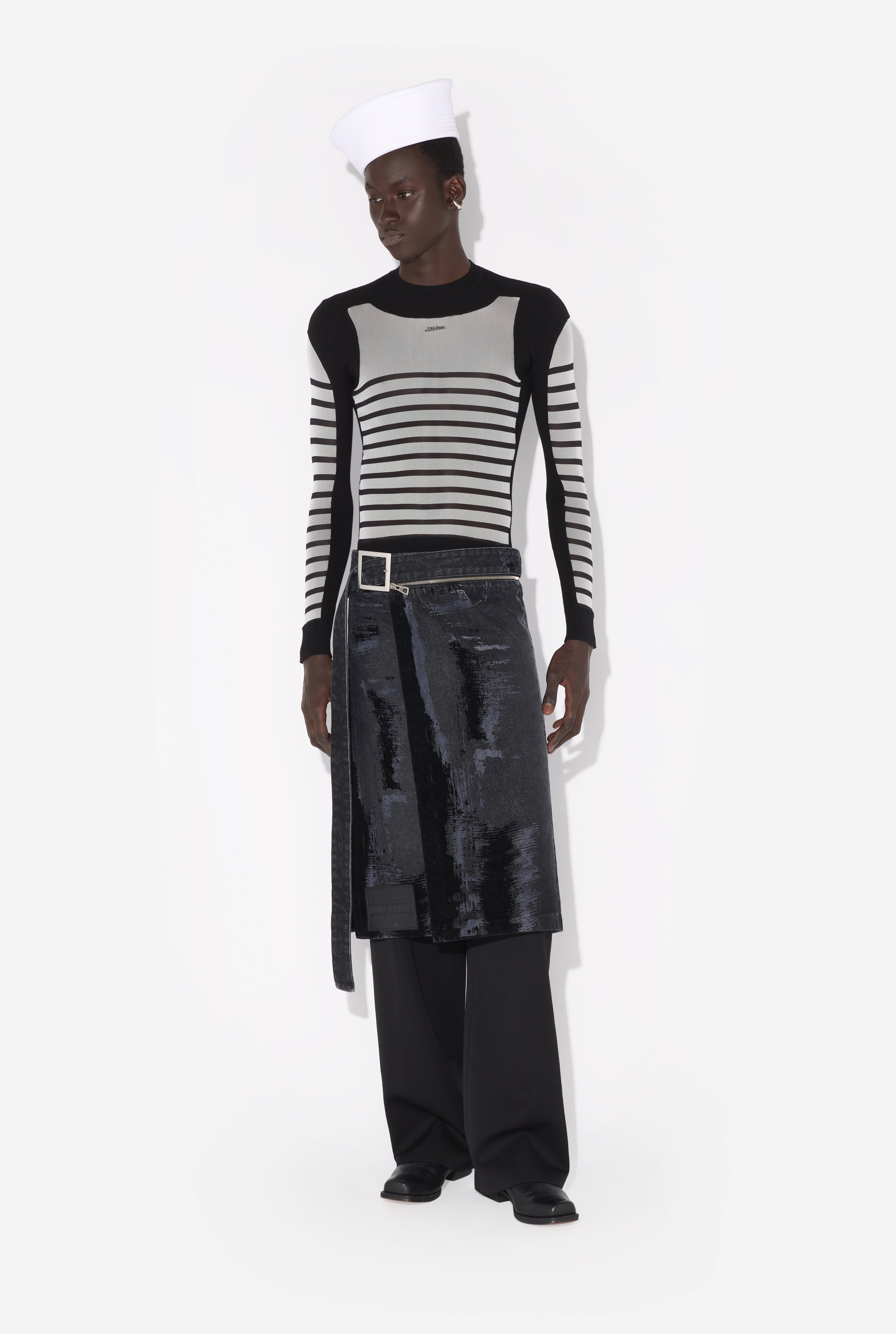 THE FLOCKED DENIM KILT - 6