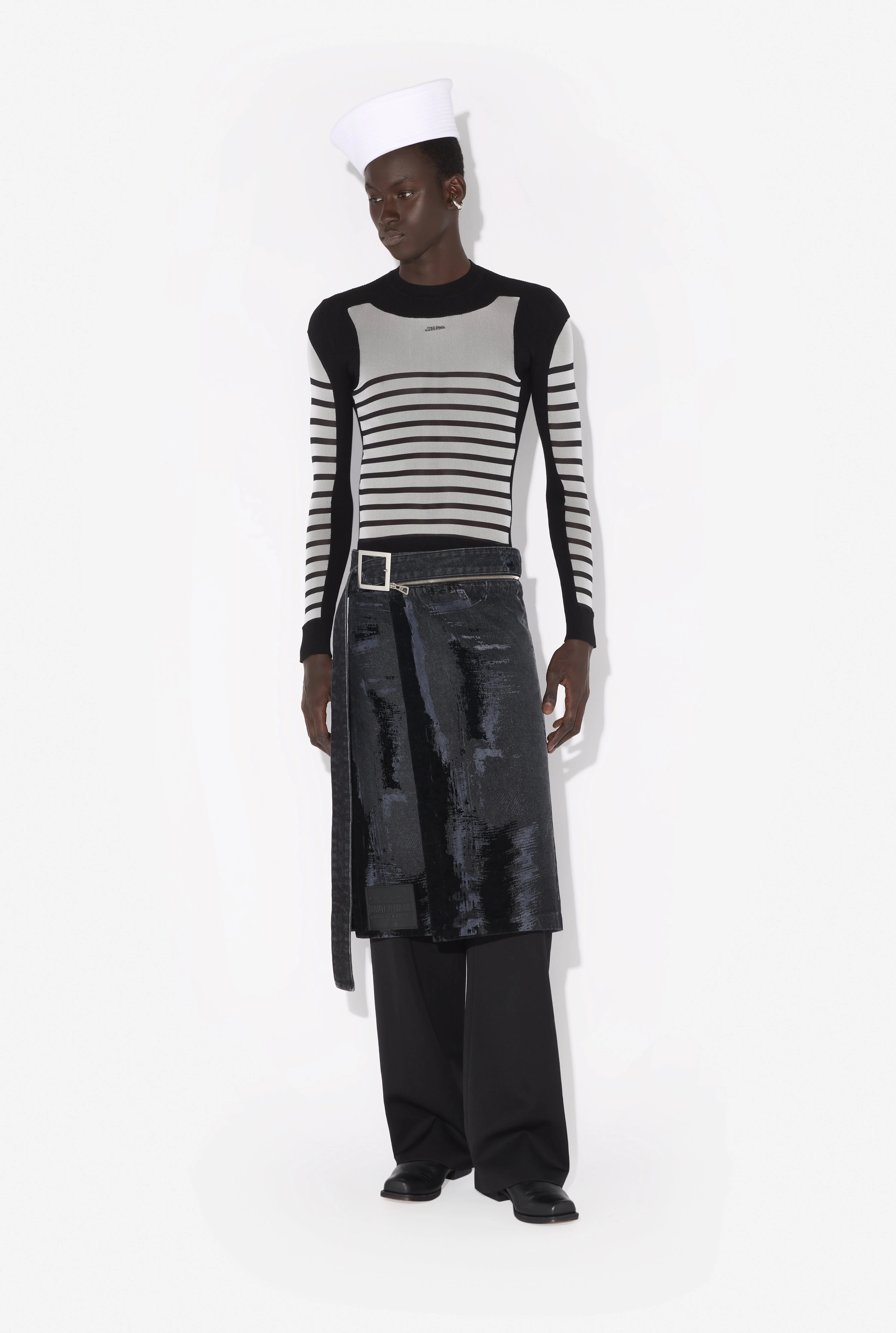 THE FLOCKED DENIM KILT - 1