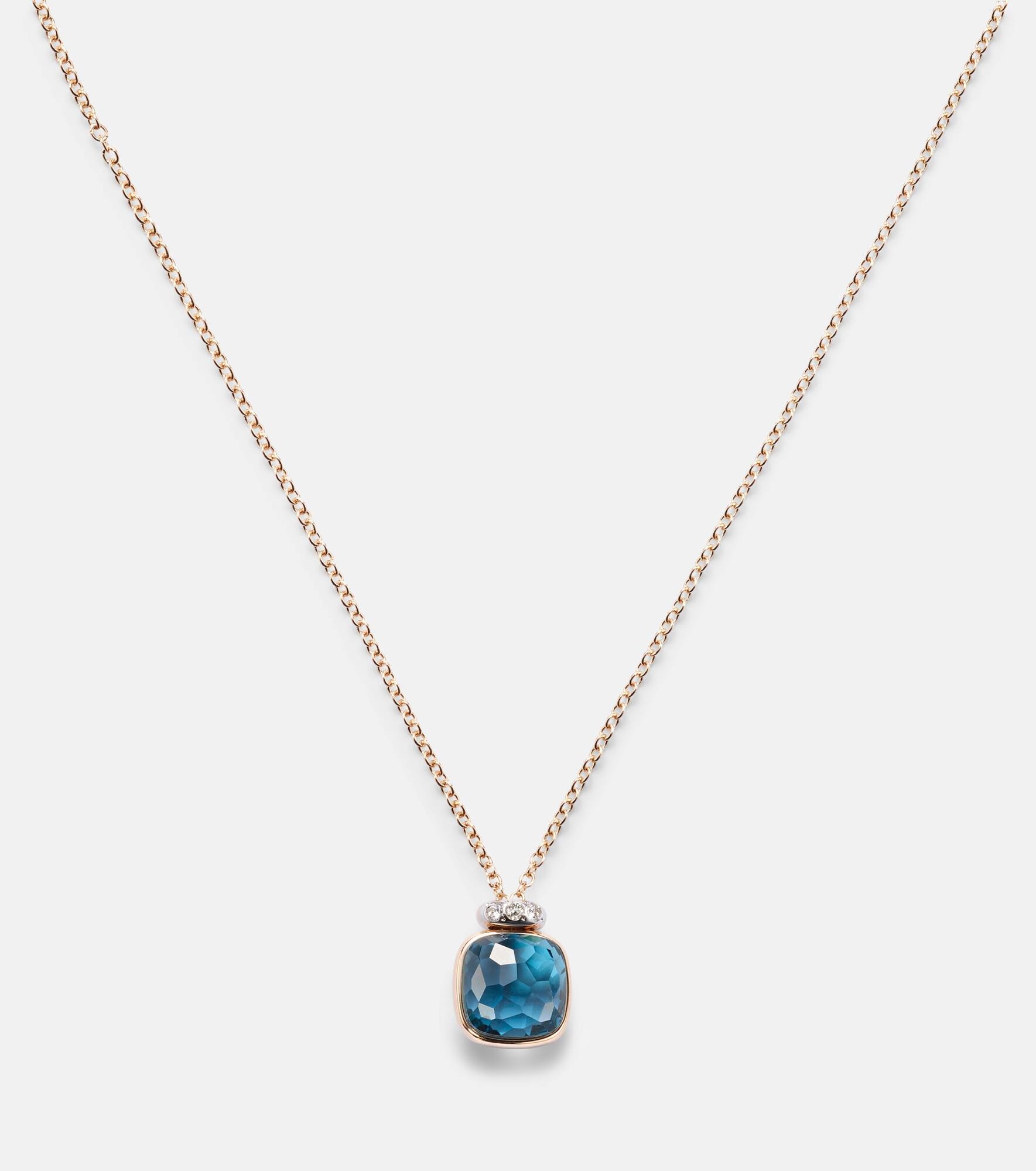 Nudo Mini 18kt rose gold pendant necklace with topaz and diamonds - 4