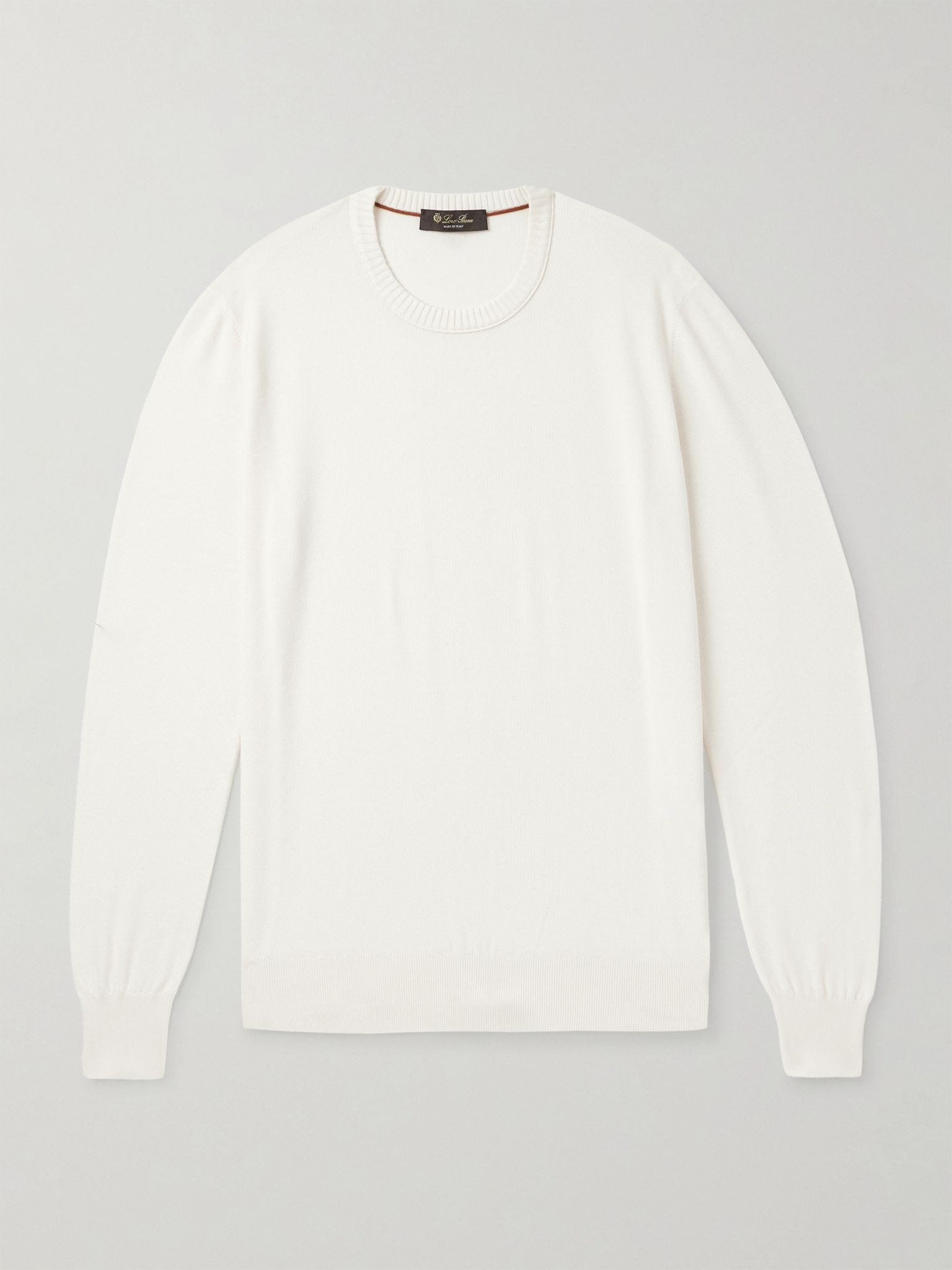 Cotton and Silk-Blend Piqué Sweater White - 1