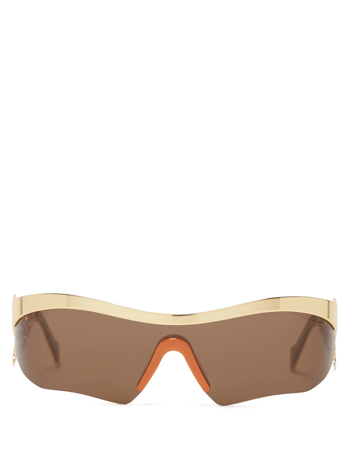 Logo-arm rectangular metal sunglasses - 1