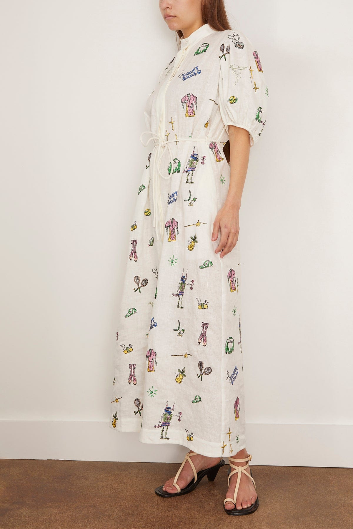Play Embroidered Shirtdress in Cream - 4