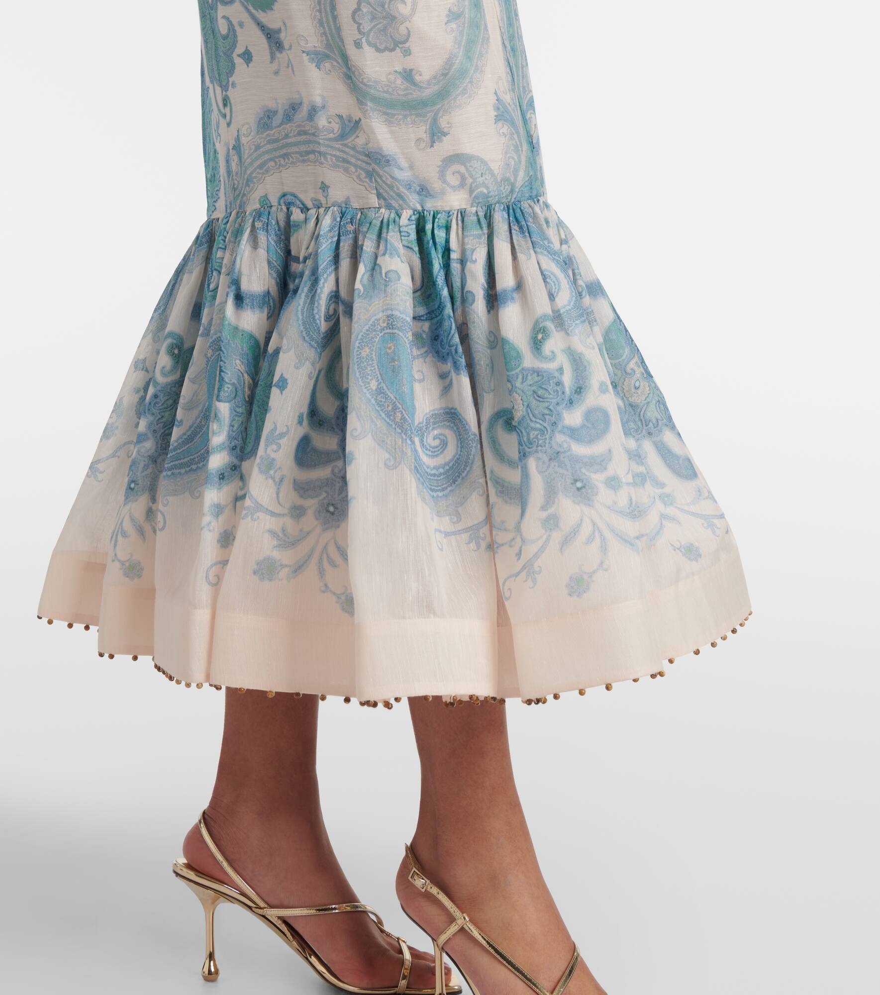 Illuminate paisley silk and linen gown - 5