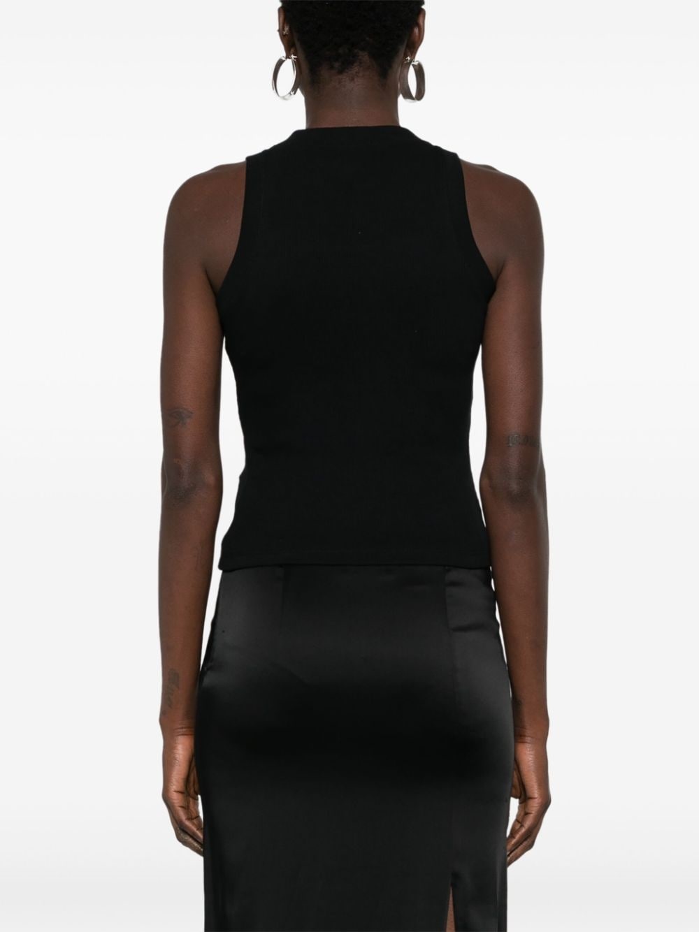 logo-embroidered ribbed tank top - 4