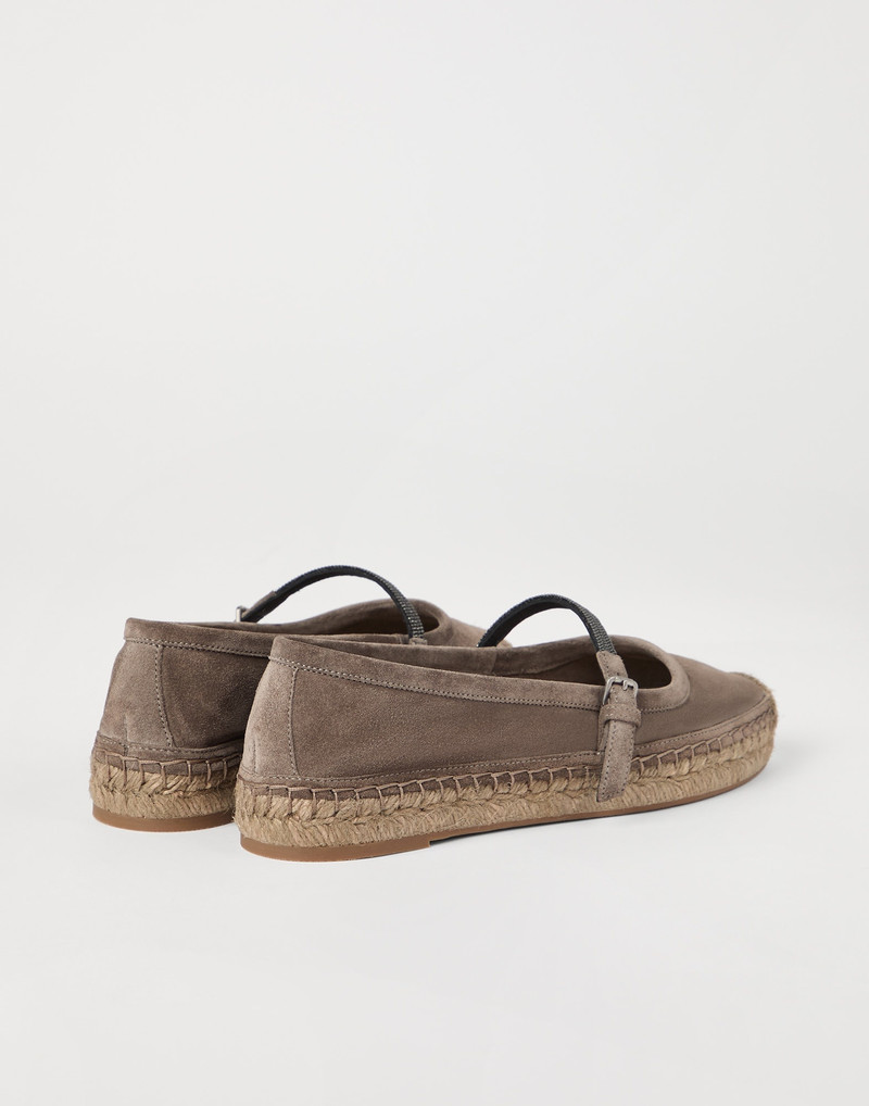 Brunello Cucinelli Suede espadrilles with precious strap outlook