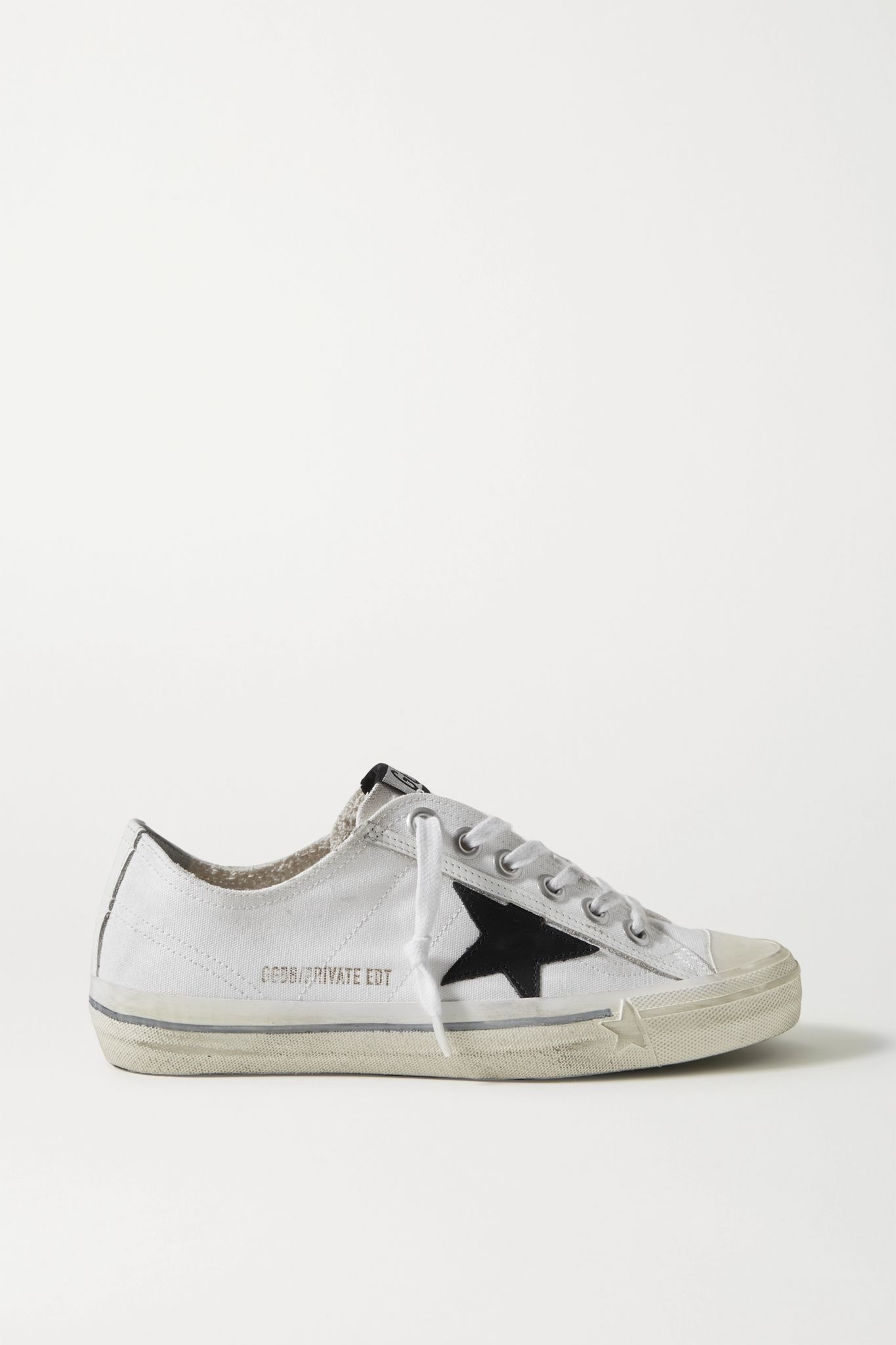 V-Star leather-trimmed distressed canvas sneakers - 1