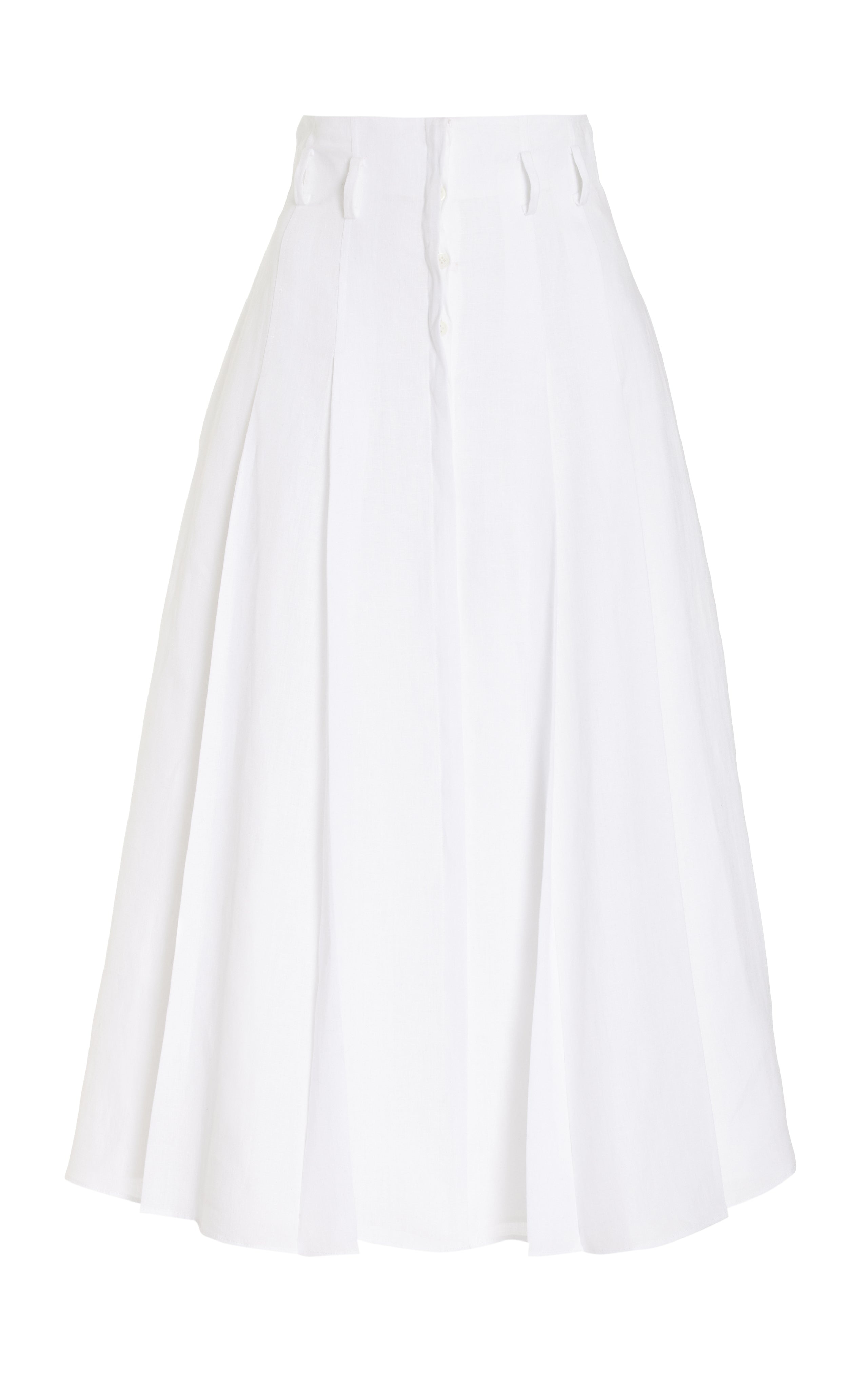 Dugald Pleated Skirt in White Aloe Linen - 1