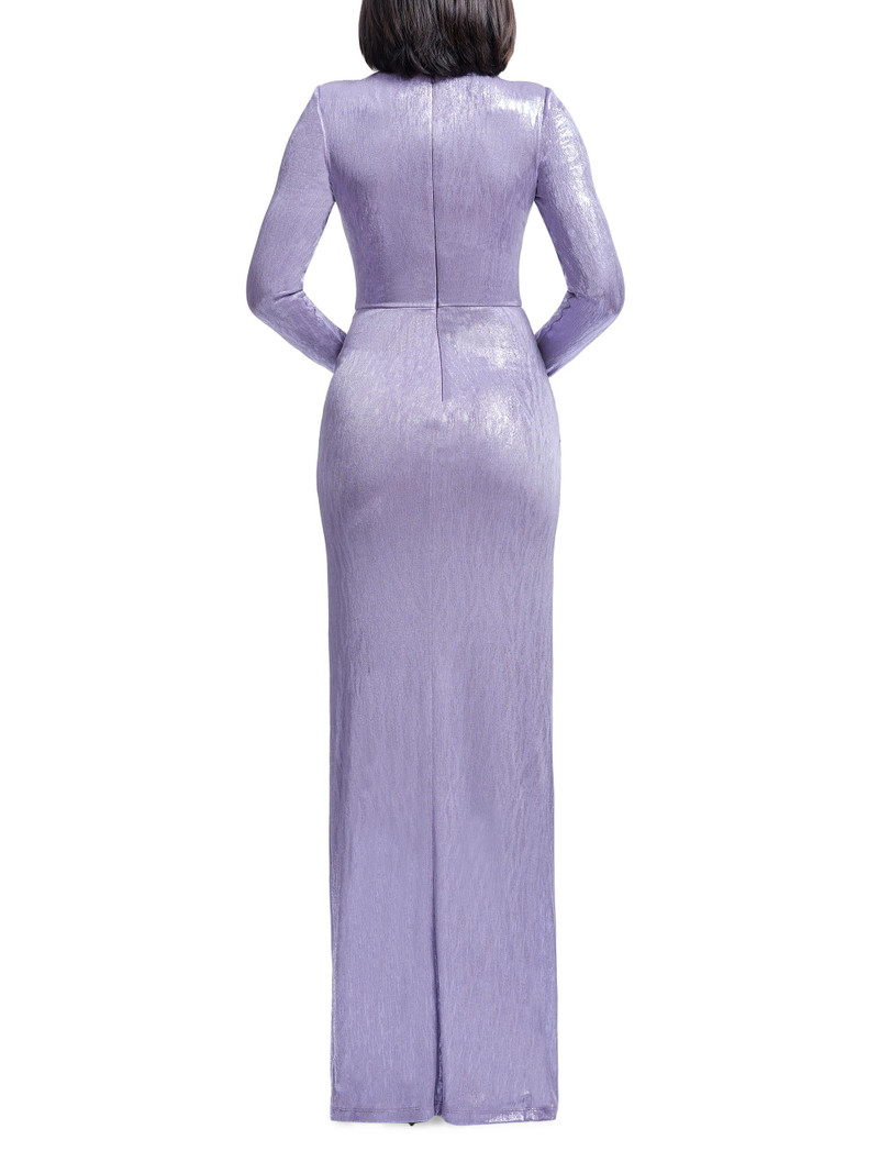Women's Romera Metallic Jersey Tulip-Hem Gown - Dusty Lavender 4