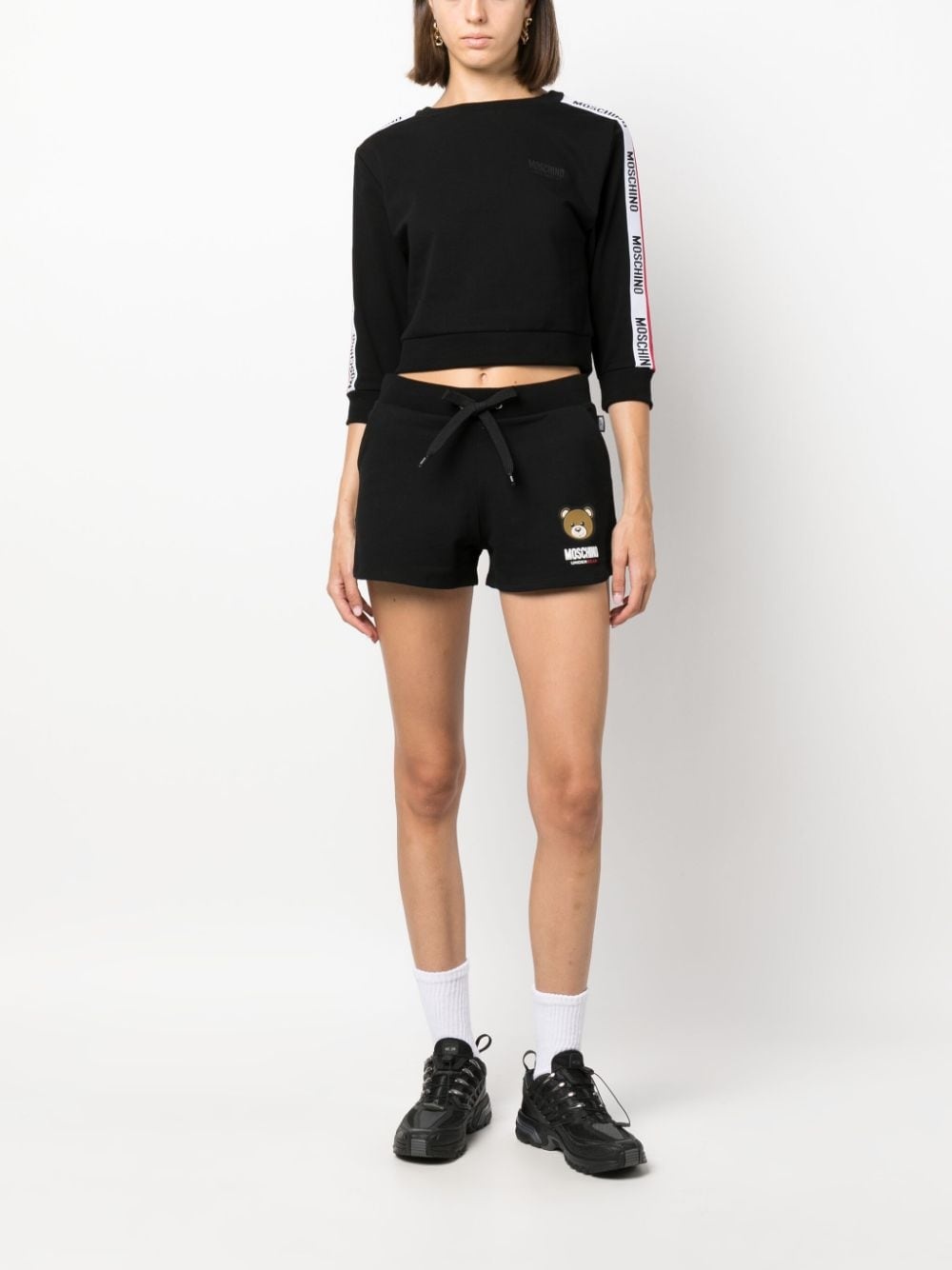 logo-patch drawstring cotton short - 2