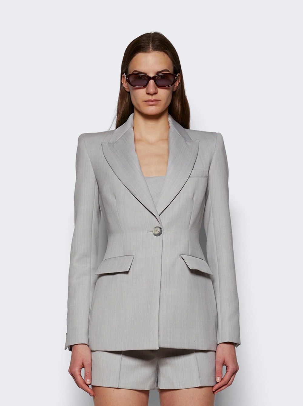 Single Breasted Fitted Blazer Dove Grey - 3