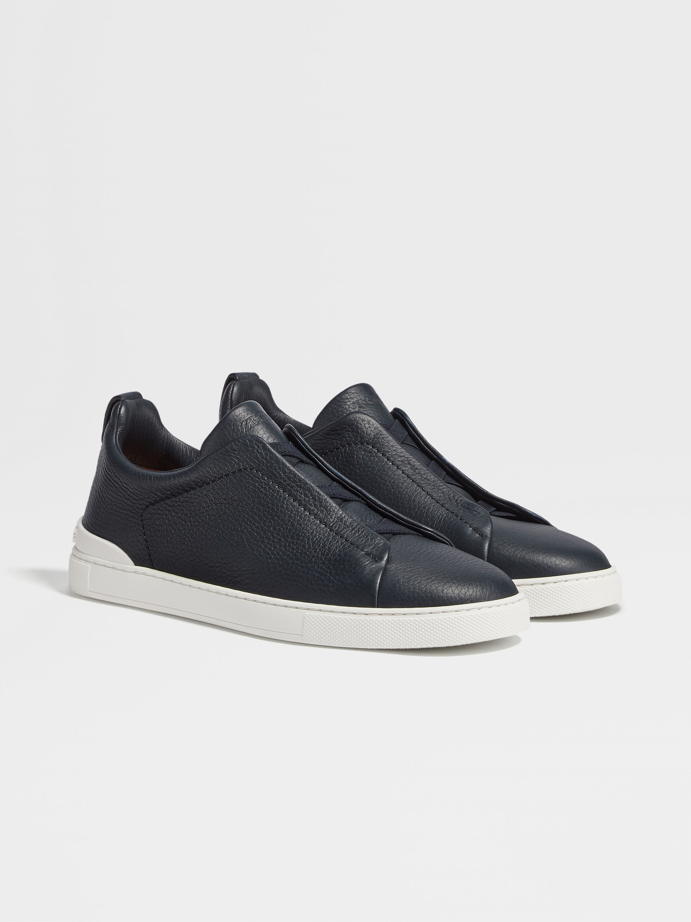 NAVY BLUE DEERSKIN TRIPLE STITCH™ SNEAKERS - 1