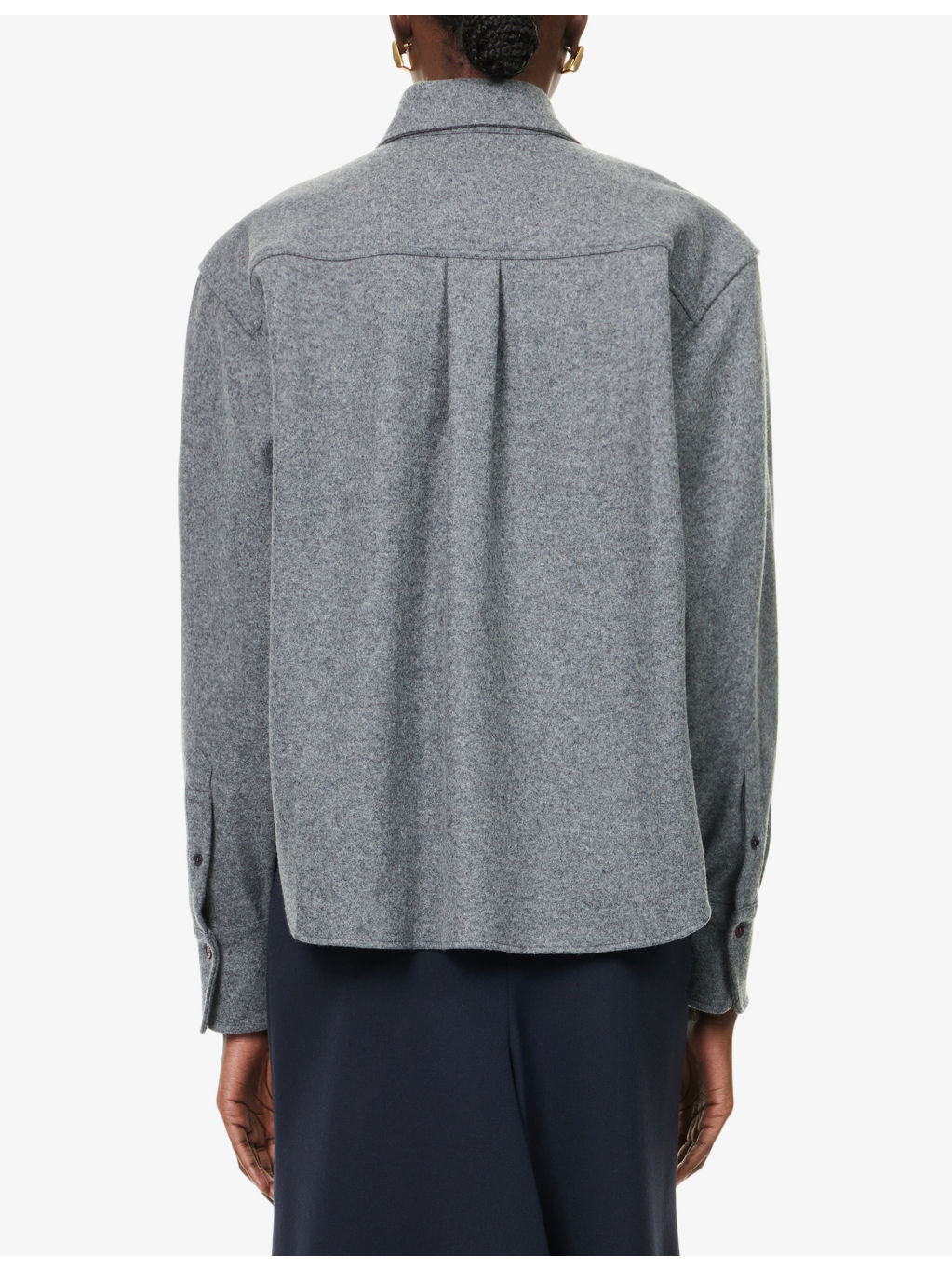 Cropped Long-Sleeves Wool And Cashmere Shirt - 4