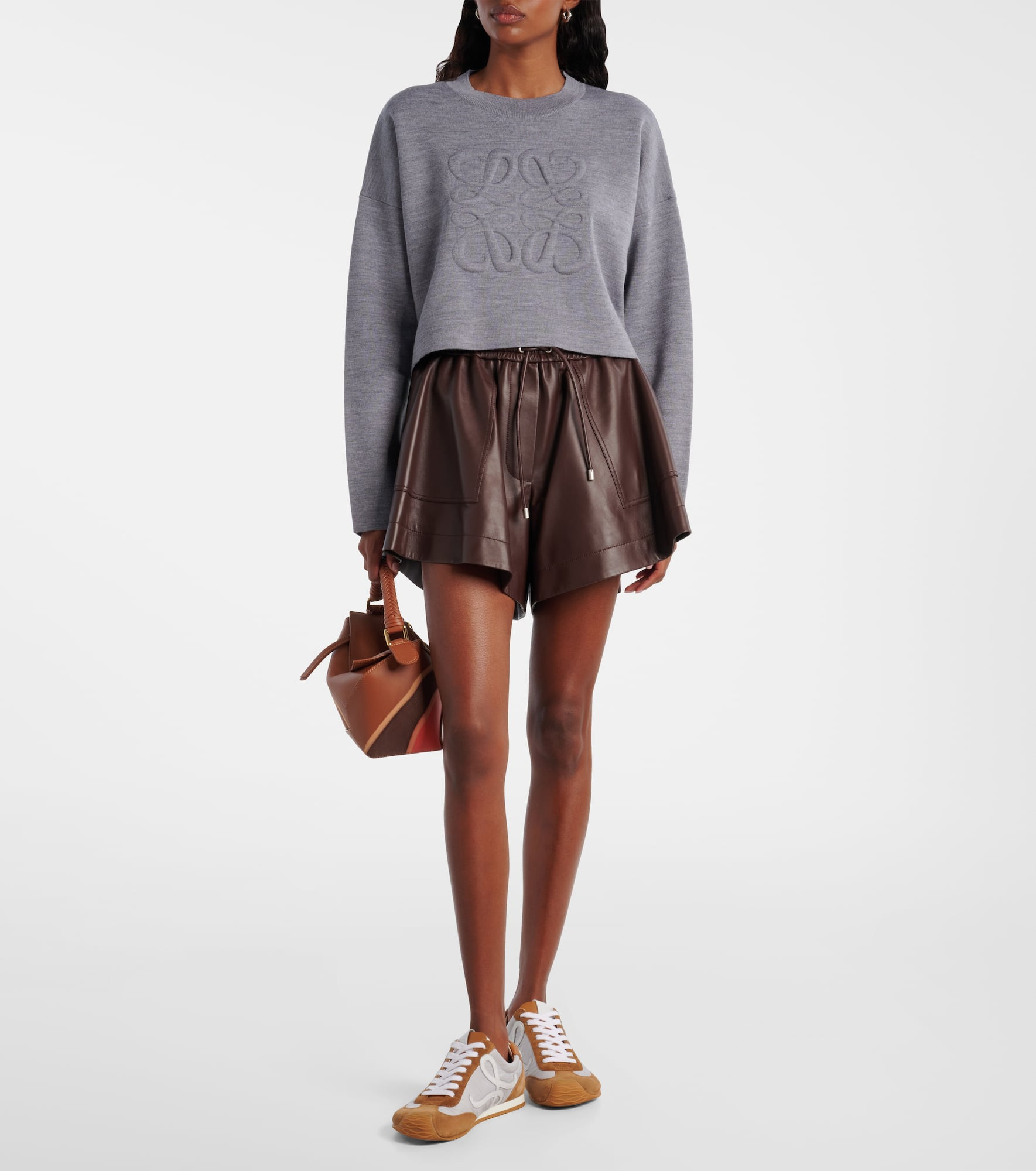 Anagram cropped wool-blend sweater - 2