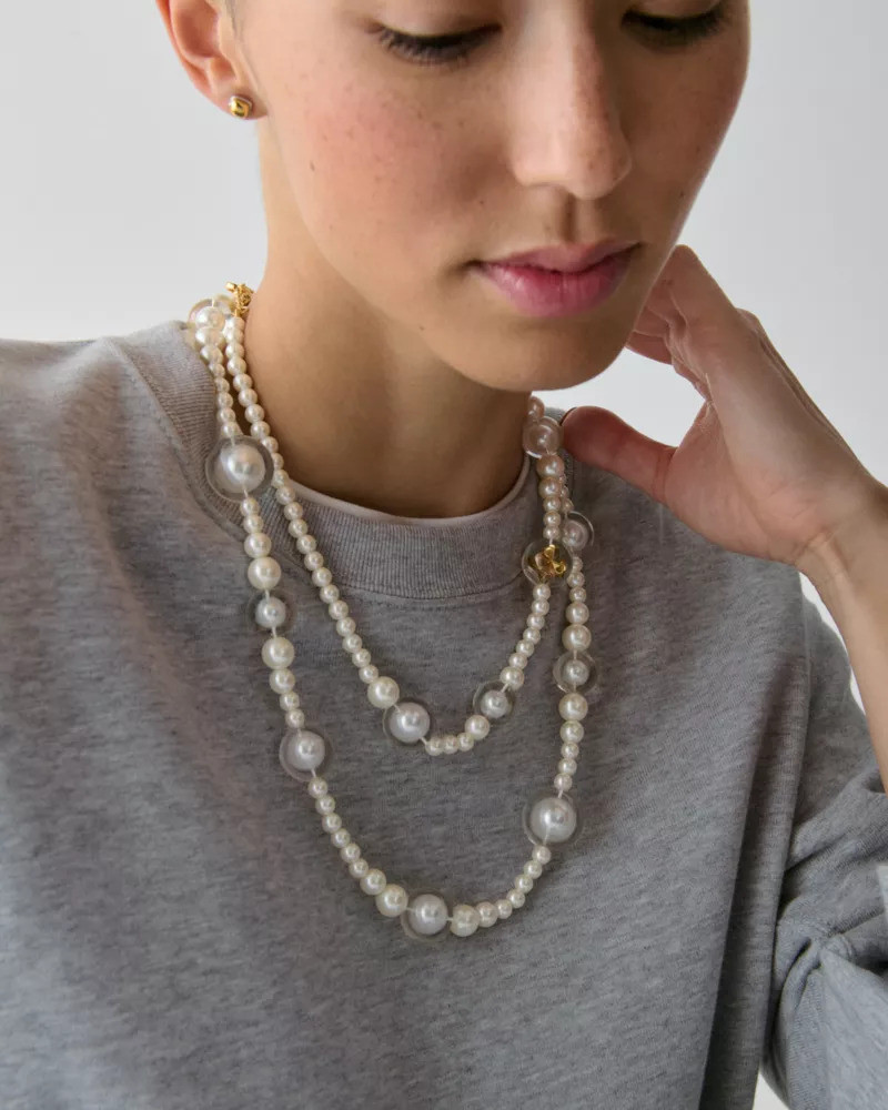 kate spade Spade Flower Pearl Long Statement Necklace outlook