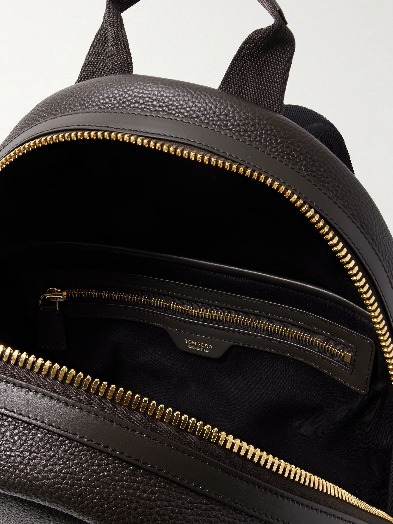 Suede-Trimmed Full-Grain Leather Backpack Brown - 5