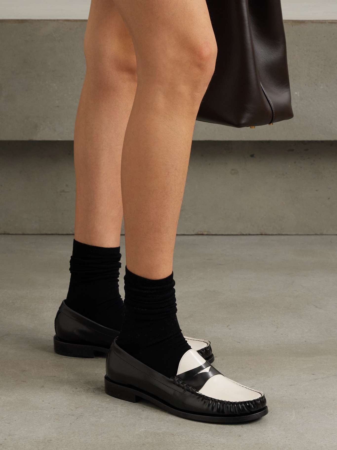 Lottie two-tone leather loafers Black - 2