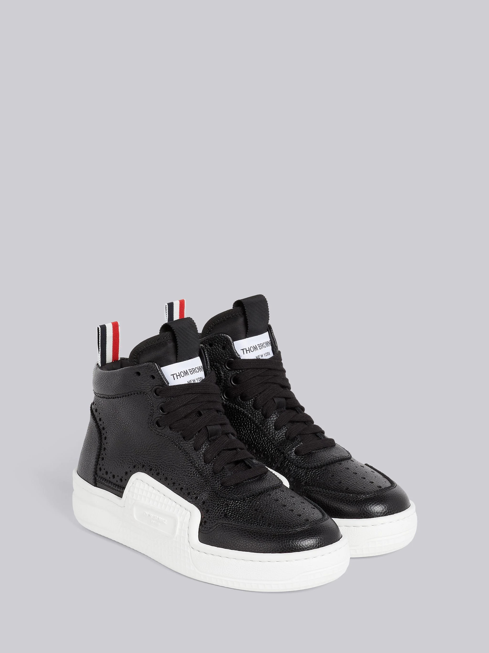 Black and White Pebbled Calfskin Basketball High-top Trainer - 3