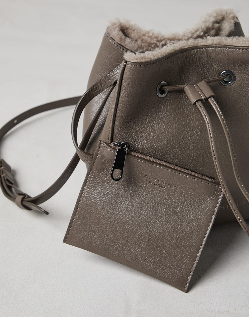 Classic leather bucket bag with monili 5