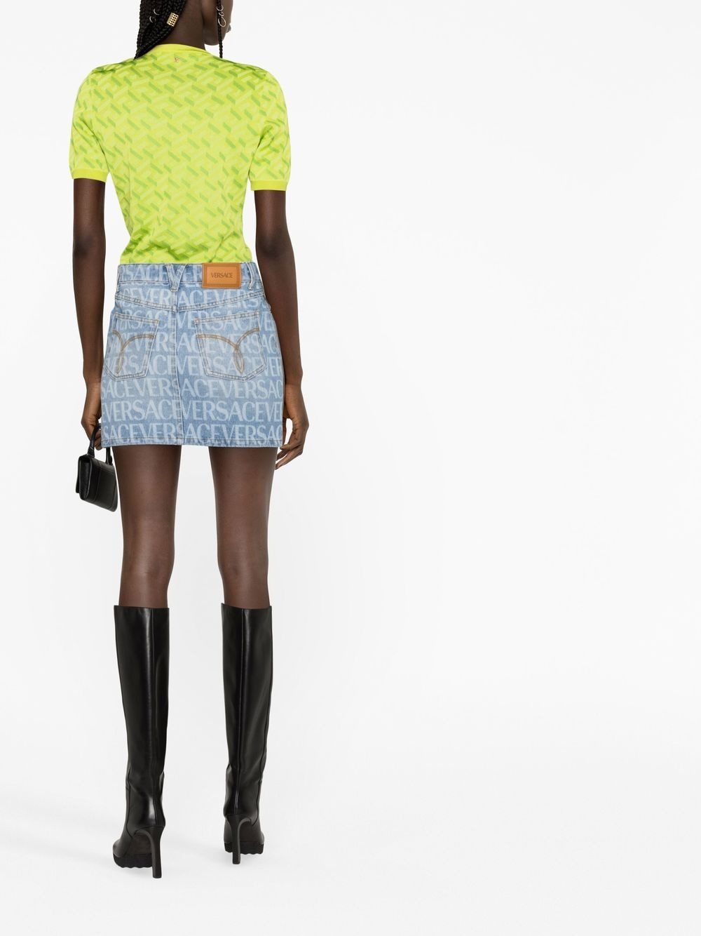 logo-print denim miniskirt - 4