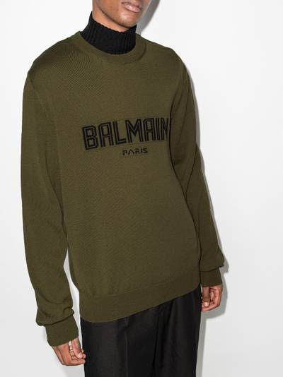 Balmain intarsia-logo crew-neck jumper outlook