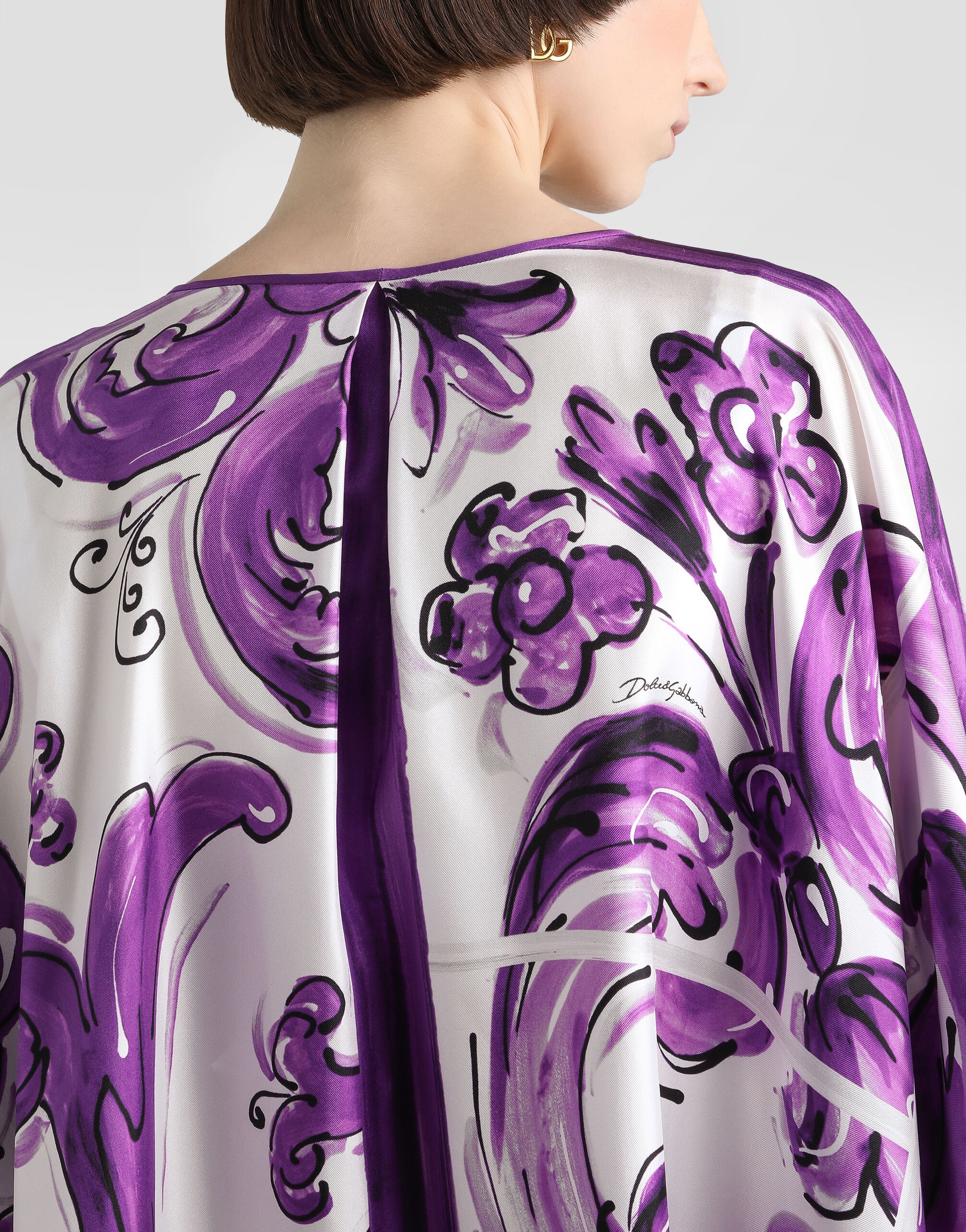 Majolica-print twill caftan dress - 6