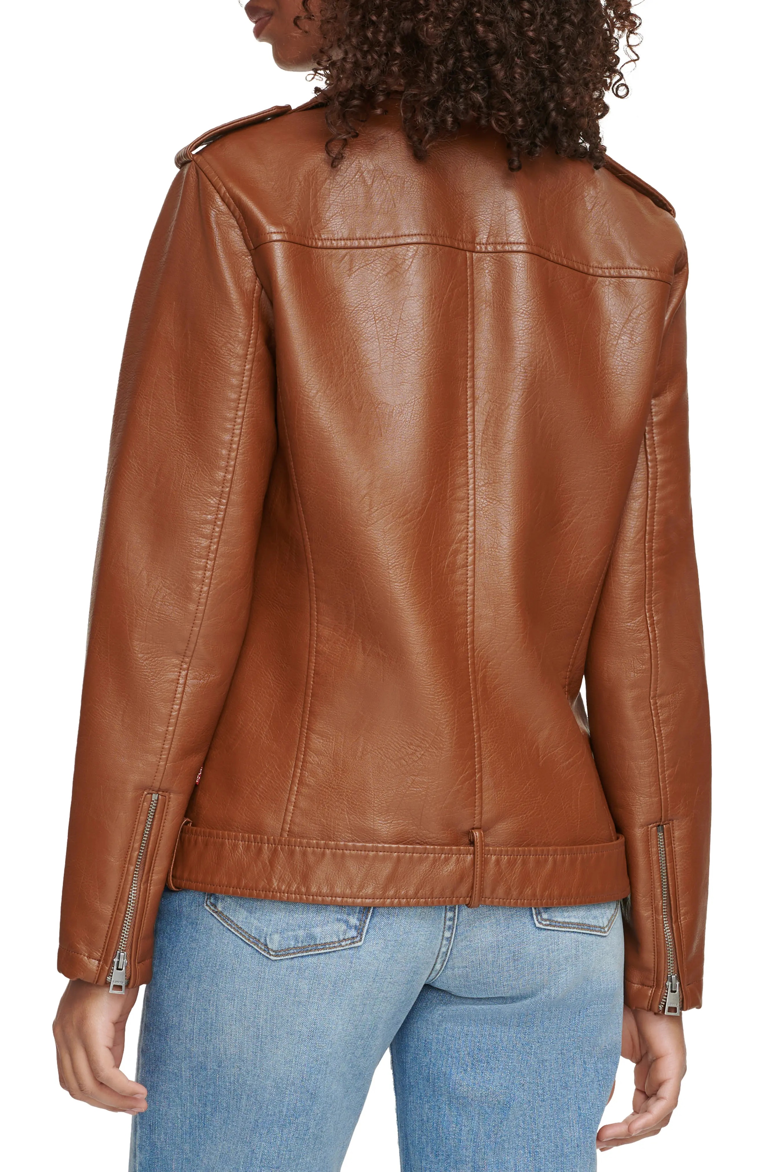 Longline Belted Faux Leather Moto Jacket - 2