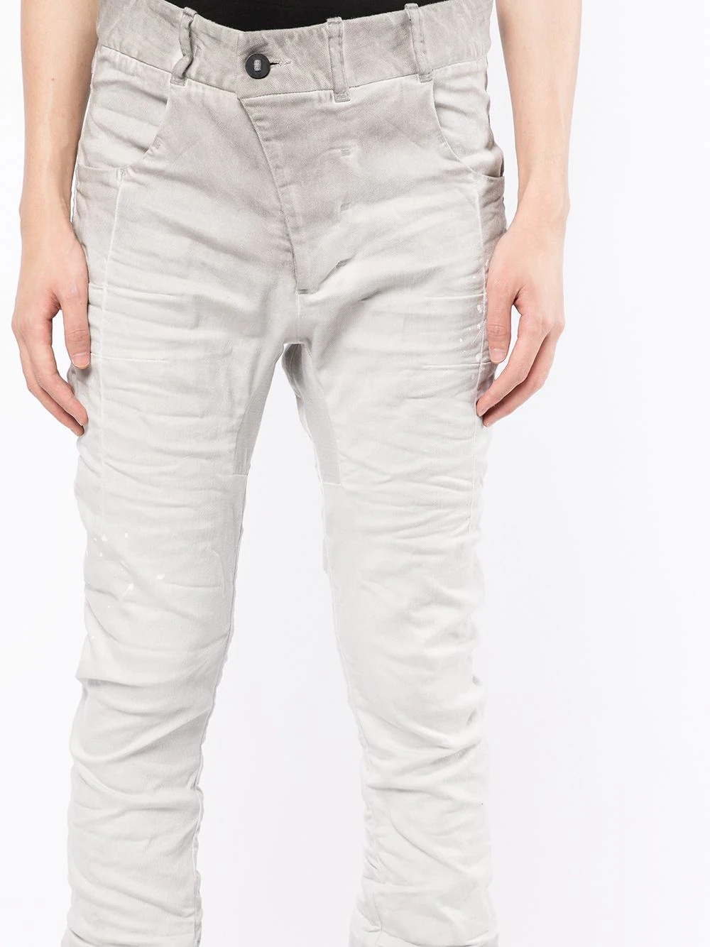drop-crotch elastic-waist jeans - 9